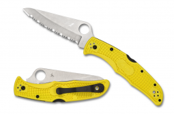 Spyderco Knives Pacific Salt 2 Lockback Yellow FRN Serrated H2 Stainless C91SYL2