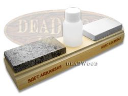 Hard & Soft Arkansas Novaculite Knife Sharpening Stones & Honing Oil Combo