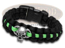 Paracord Wilson Tac Black & Neon Metal Skull 8" Survival Bracelet WI9WT232