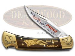 Buck 110 Folding Hunter Knife Proud American Ebony Wood 1/250 420HC Stainless