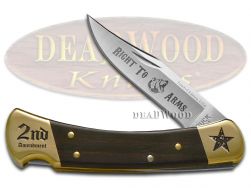 Buck 110 Folding Hunter Knife Right to Bear Arms Ebony Wood 1/250 Pocket Knives