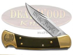 Buck 110 Folding Hunter Knife We The People Ebony Wood 1/500 420HC Stainless