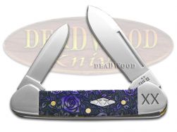 Case xx Knives Butterbean Roses Ultra Violet Bone 12509R Stainless Pocket Knife