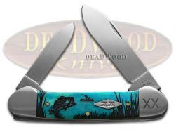 Case XX Knives Canoe Bass Etched Blue Bone Stainless 1/500 Pocket Knife
