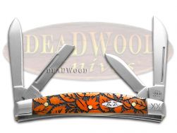 Case XX Knives Small Congress Orange Bone Fall Etch Stainless 1/500 Pocket Knife