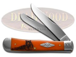 Case xx Knives Trapper Tiger Stripe Persimmon Orange Bone 1/500 Pocket Knife
