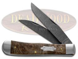 Case xx Trapper Damascus Steel Natural Maple Burl Wood 15090 Pocket Knife