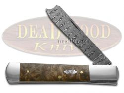 Case xx Razor Jack Damascus Steel Natural Maple Burl Wood 15092 Pocket Knife