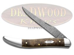 Case xx Medium Toothpick Damascus Steel Natural Maple Burl 15093 Pocket Knife