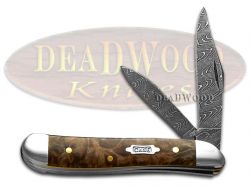 Case xx Peanut Damascus Steel Natural Maple Burl Wood 15094 Pocket Knife