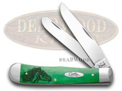 Case xx Trapper Knife Wild Mustang Green Bone 1/500 Stainless Pocket Knives