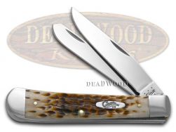Case xx Knives Trapper Jigged Amber Bone Handle Stainless Pocket Knife 00164