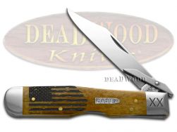 Case xx Cheetah Knife USA Flag Antique Bone 1/500 Stainless Pocket Knives