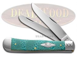 Case xx Lizard Skin Trapper 1/500 Caribbean Blue Bone Stainless Pocket Knife