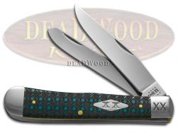 Case xx Spirals Pattern Trapper 1/500 Caribbean Blue Bone Stainless Pocket Knife