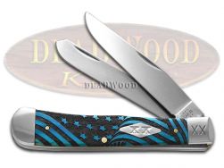 Case xx Knives Trapper U.S. Flag Caribbean Blue Bone 1/500 Stainless Pocket Knife