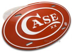 Case xx Red Oval Embossed Aluminum License Plate 52441