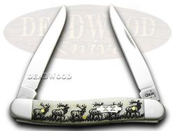 Case xx Muskrat Knife Walking Elk Natural Bone 1/600 Stainless Pocket Knives