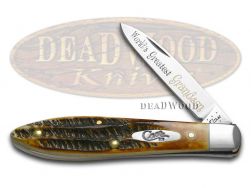 Case xx Worlds Greatest Grandson Tear Drop Gent Knife Bone Stag 1/600 Stainless