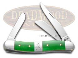 Case xx Medium Stockman Knife Christmas Bright Green Bone Snowman Pocket 65581