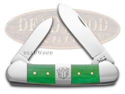 Case xx Knives Canoe Christmas Bright Green Bone Present Center Bolster 65586