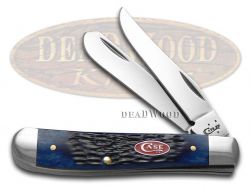 Case xx Knives Mini Trapper Jigged Navy Blue Bone Stainless Pocket Knife 07321