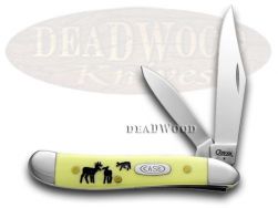 Case xx Peanut Knife The Rut Yellow Delrin 1/500 Stainless Pocket Knives