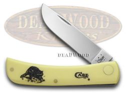 Case xx Sod Buster Jr. Knife Raccoon Yellow Delrin Stainless Pocket Knives