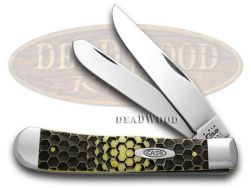 Case xx Trapper Knife Honeycomb Yellow Delrin 1/1000 Stainless Pocket Knives