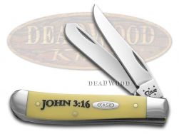 Case xx Knives Mini Trapper John 3:16 Yellow Delrin Stainless Pocket Knife 08850