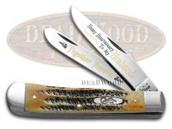 Case xx Happy Anniversary Husband Trapper Knife 6.5 Bone Stag 1/999 Stainless