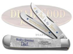 Case xx Trapper Knife My Dad Is My Hero White Pearl Corelon 1/500 Stainless