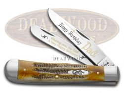 Case xx Happy Birthday Dad Trapper Knife 6.5 Bone Stag 1/999 Stainless Pocket