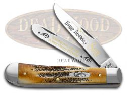 Case xx Happy Birthday Son Trapper Knife 6.5 Bone Stag 1/999 Stainless Pocket