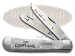 Case xx Happy Anniversary Mom And Dad Trapper Knife White Pearl Corelon 1/999