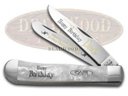 Case xx Happy Birthday Dad Trapper Knife White Pearl Corelon 1/999 Stainless