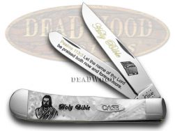 Case xx Trapper Knife Holy Bible Psalms 113:3 White Pearl Stainless Pocket