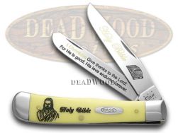 Case xx Trapper Knife Holy Bible 1 Chronicles 16:34 Yellow Delrin 1/500 Pocket