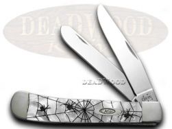 Case xx Trapper Knife Woodland Spiders White Pearl Stainless Pocket Knives