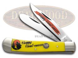 Hen and Rooster Knives Halloween Trapper Yellow Happy Howl-oween 312-Y/HOWL