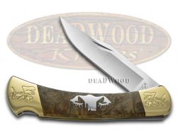 Buck 110 Yellowhorse Folding Hunter Knife Elk & Eagle Mountain Burl Wood 1/25