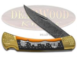 Buck 110 David Yellowhorse Navajo Village Orange Spiny Folding Hunter 1/25 Knife