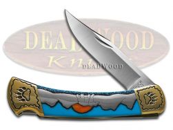 Buck 110 Yellowhorse Morning Bear 1/50 Turquoise & Orange Oyster Knife