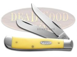 Case xx Knives Mini Trapper Smooth Yellow Delrin Stainless Pocket Knife 80029