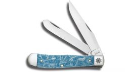 Case xx Knives Christmas Trapper Blue Color Wash Natural Bone Stainless 10597