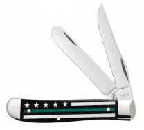 Case xx Knives Mini Trapper Black Bone Green Stripes of Service Stainless 09576