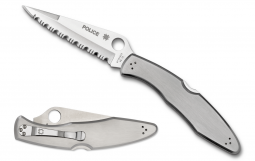 Spyderco Knives Police Model Stainless Steel Serrated VG-10 C07S Pocket Knife