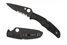 Spyderco Knives Endura 4 Lockback Black FRN Serrated VG10 C10PSBBK Pocket Knife