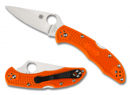 Spyderco Knives Delica 4 Lockback VG-10 Stainless C11FPOR Orange Pocket Knife