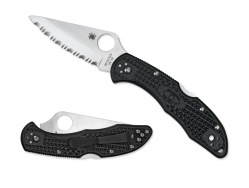 Spyderco Knives Delica 4 Lockback Black FRN Serrated VG-10 Steel C11SBK Knife